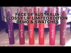 Face of Australia Glossy Lip Crayons  Demo + Swatches Limited Edition | Aussie Beauty on a budget