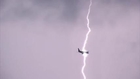 Airplane by lightning to the moment!